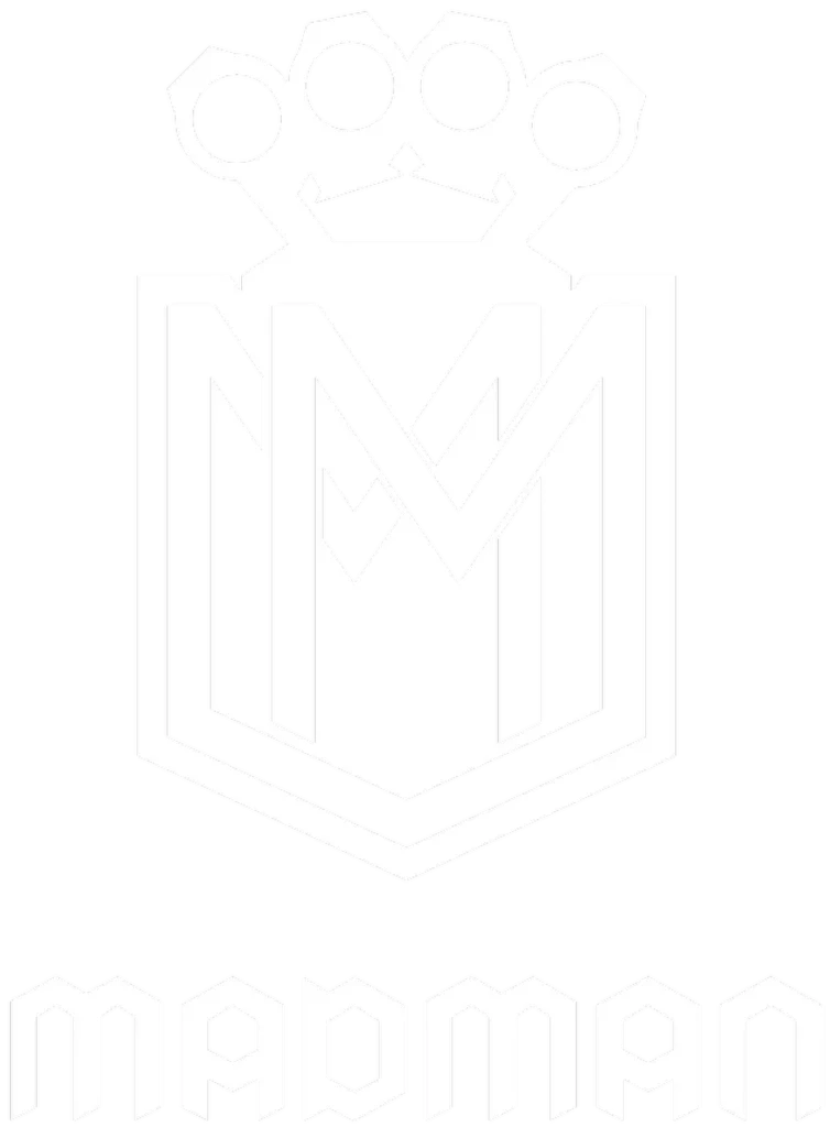 madman logo white