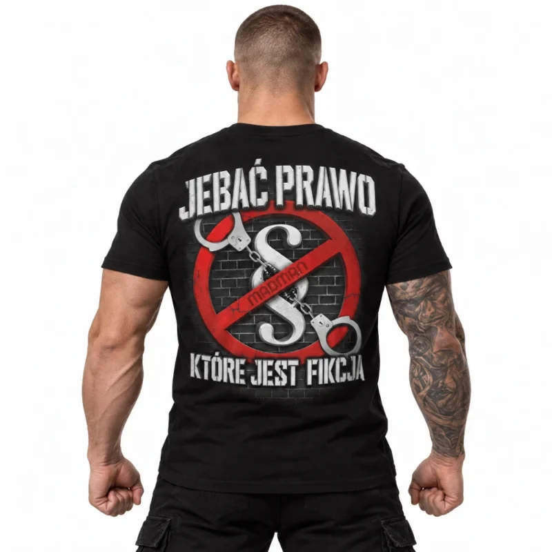 Koszulka męska Jebać Prawo – czarna streetwear | MADMAN